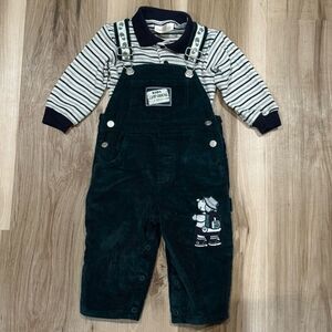 Cradle Togs Vintage 90’s Green Corduroy Overalls Set Kids 18M